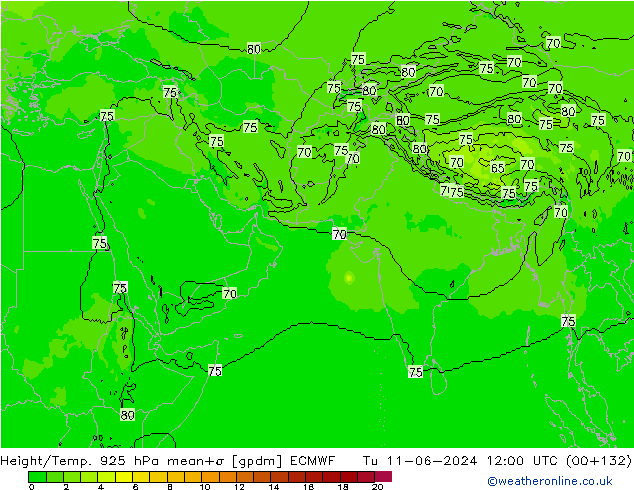 Hoogte/Temp. 925 hPa ECMWF di 11.06.2024 12 UTC