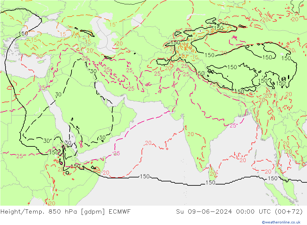 Height/Temp. 850 hPa ECMWF  09.06.2024 00 UTC