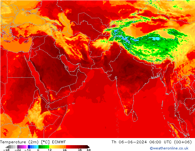 Sıcaklık Haritası (2m) ECMWF Per 06.06.2024 06 UTC