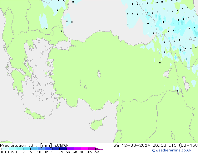 Nied. akkumuliert (6Std) ECMWF Mi 12.06.2024 06 UTC