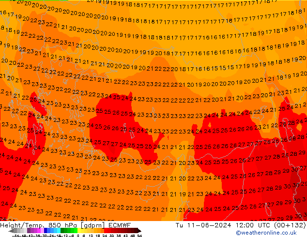 Height/Temp. 850 hPa ECMWF mar 11.06.2024 12 UTC