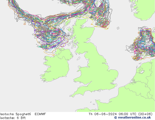 Isotachs Spaghetti ECMWF Th 06.06.2024 06 UTC