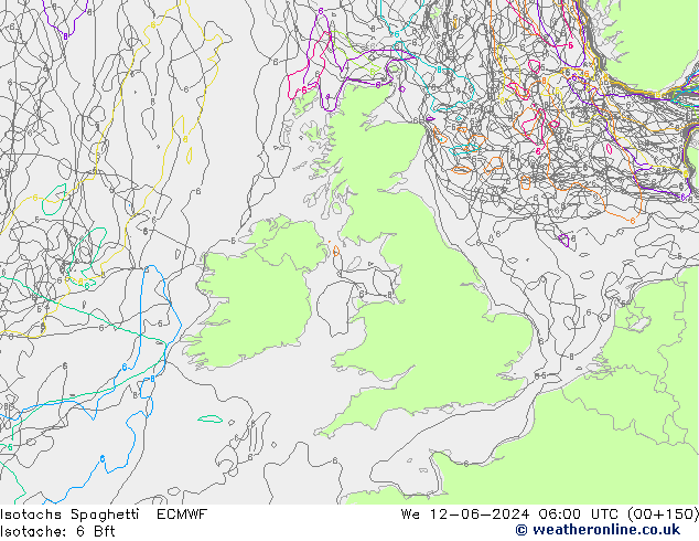 Isotachs Spaghetti ECMWF mer 12.06.2024 06 UTC