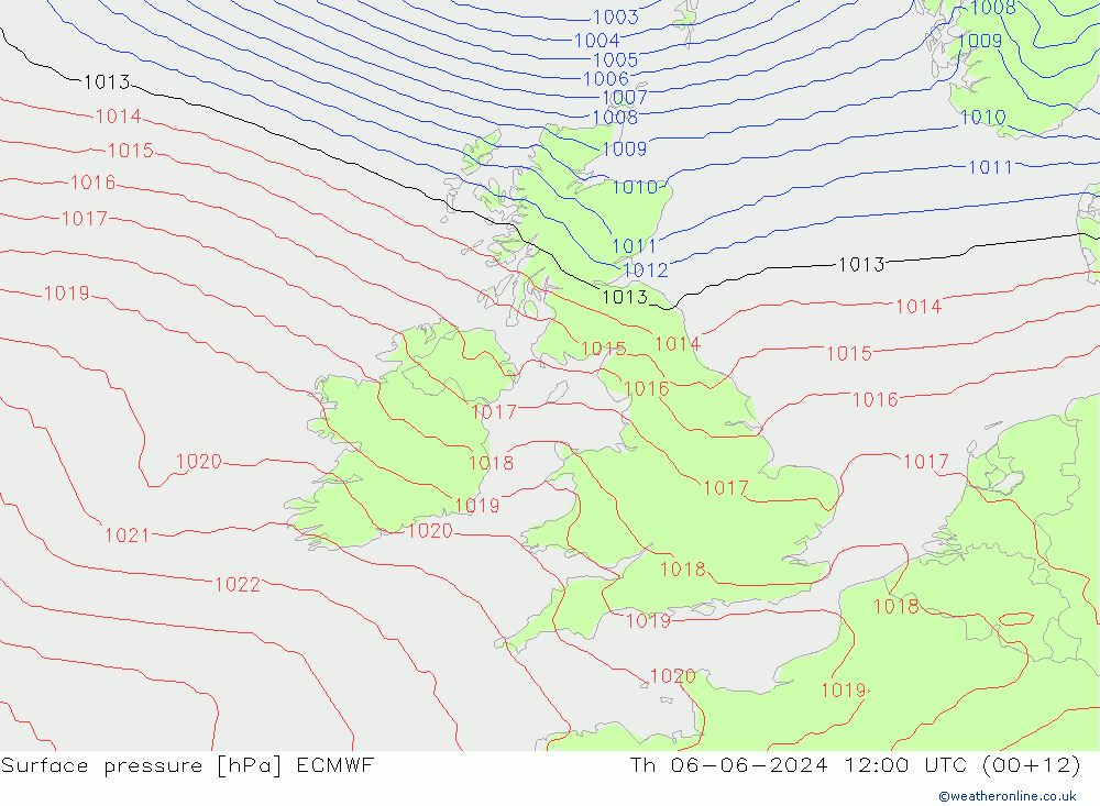 ciśnienie ECMWF czw. 06.06.2024 12 UTC