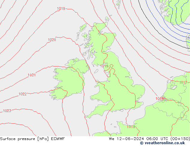 Atmosférický tlak ECMWF St 12.06.2024 06 UTC