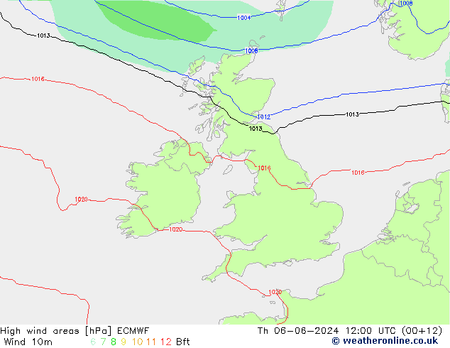 High wind areas ECMWF Th 06.06.2024 12 UTC