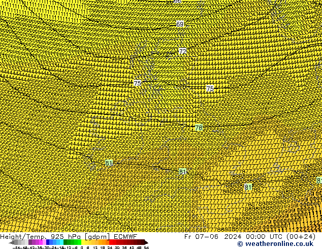 Yükseklik/Sıc. 925 hPa ECMWF Cu 07.06.2024 00 UTC