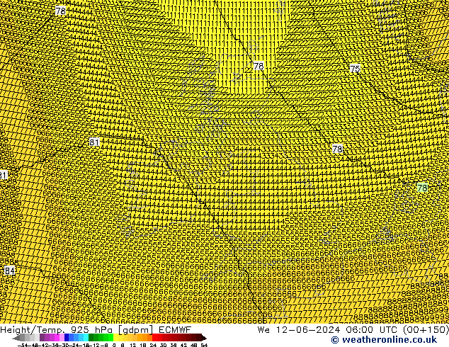 Height/Temp. 925 hPa ECMWF Mi 12.06.2024 06 UTC