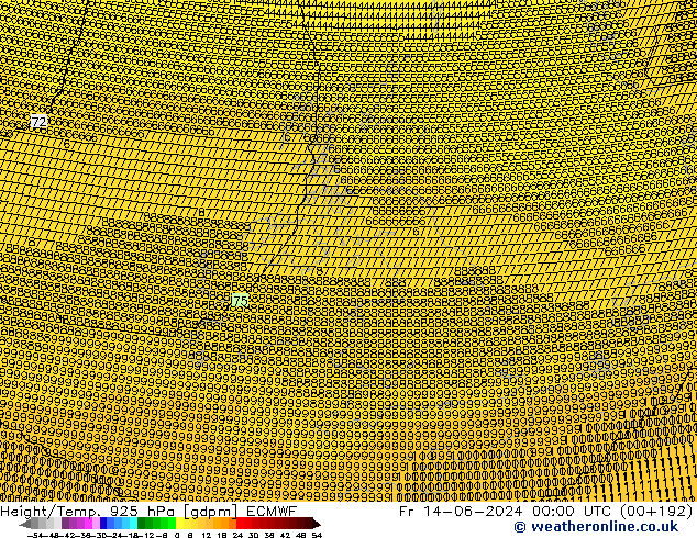 Height/Temp. 925 hPa ECMWF Fr 14.06.2024 00 UTC