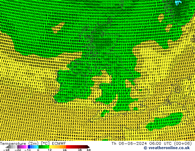 Temperature (2m) ECMWF Th 06.06.2024 06 UTC