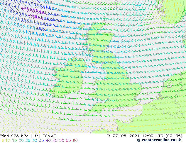 Wind 925 hPa ECMWF vr 07.06.2024 12 UTC