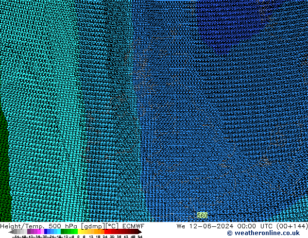 Hoogte/Temp. 500 hPa ECMWF wo 12.06.2024 00 UTC