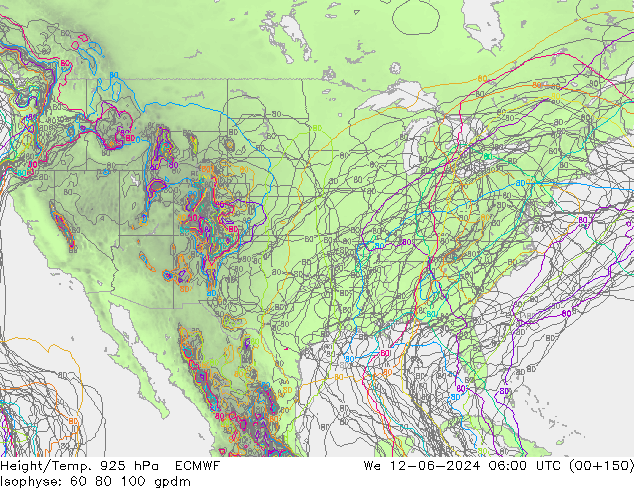 Hoogte/Temp. 925 hPa ECMWF wo 12.06.2024 06 UTC