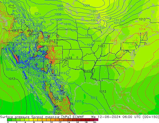 Yer basıncı Spread ECMWF Çar 12.06.2024 06 UTC