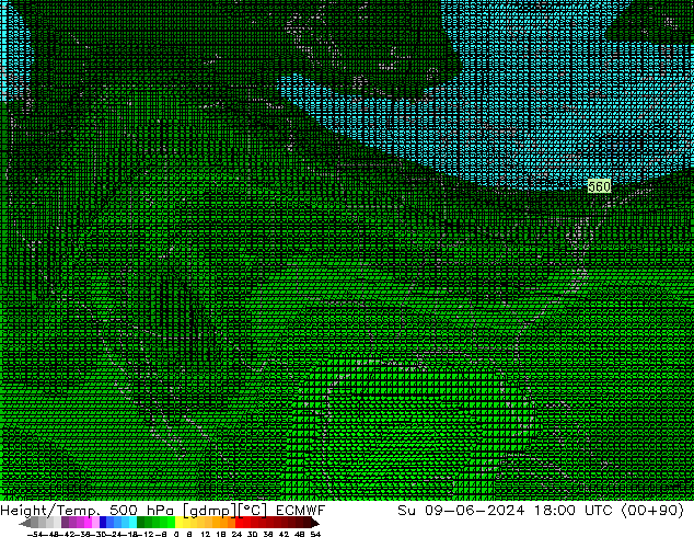 Height/Temp. 500 hPa ECMWF Su 09.06.2024 18 UTC