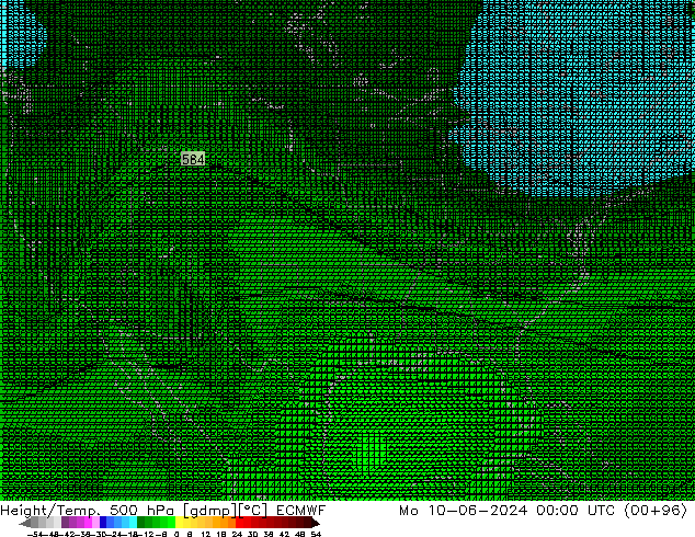 Height/Temp. 500 hPa ECMWF Mo 10.06.2024 00 UTC