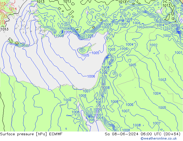 ciśnienie ECMWF so. 08.06.2024 06 UTC