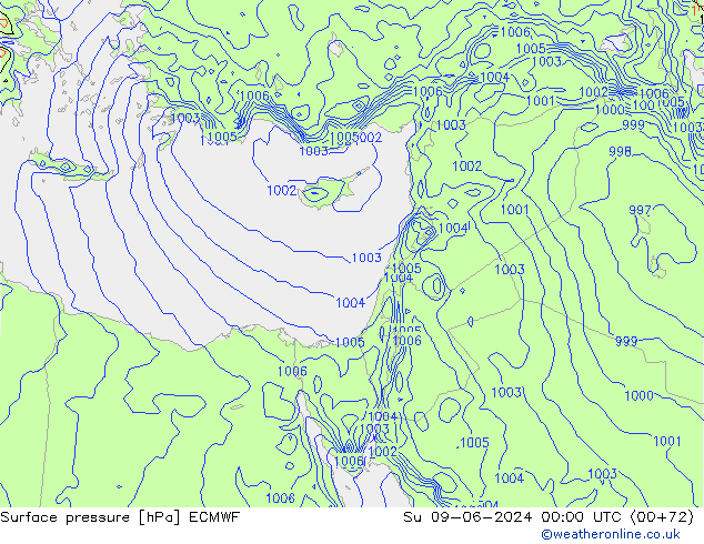 pressão do solo ECMWF Dom 09.06.2024 00 UTC