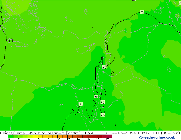 Height/Temp. 925 гПа ECMWF пт 14.06.2024 00 UTC