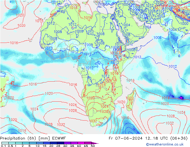 Yağış (6h) ECMWF Cu 07.06.2024 18 UTC