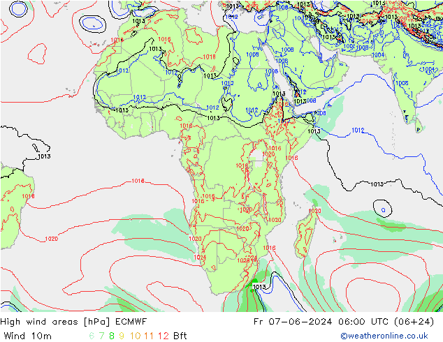 High wind areas ECMWF Fr 07.06.2024 06 UTC