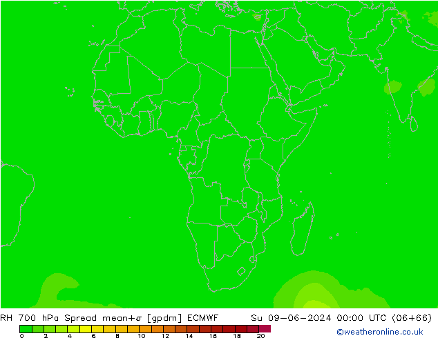 RH 700 hPa Spread ECMWF So 09.06.2024 00 UTC