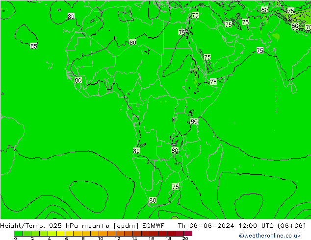 Hoogte/Temp. 925 hPa ECMWF do 06.06.2024 12 UTC