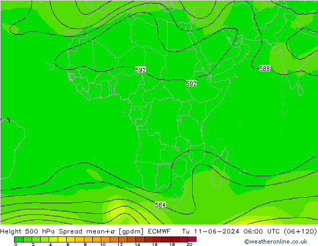 Height 500 hPa Spread ECMWF Tu 11.06.2024 06 UTC