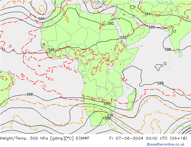 Height/Temp. 500 hPa ECMWF Fr 07.06.2024 00 UTC