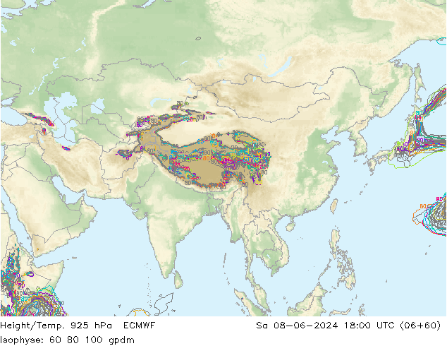 Géop./Temp. 925 hPa ECMWF sam 08.06.2024 18 UTC