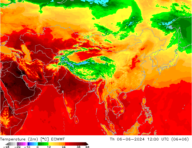 Temperature (2m) ECMWF Th 06.06.2024 12 UTC