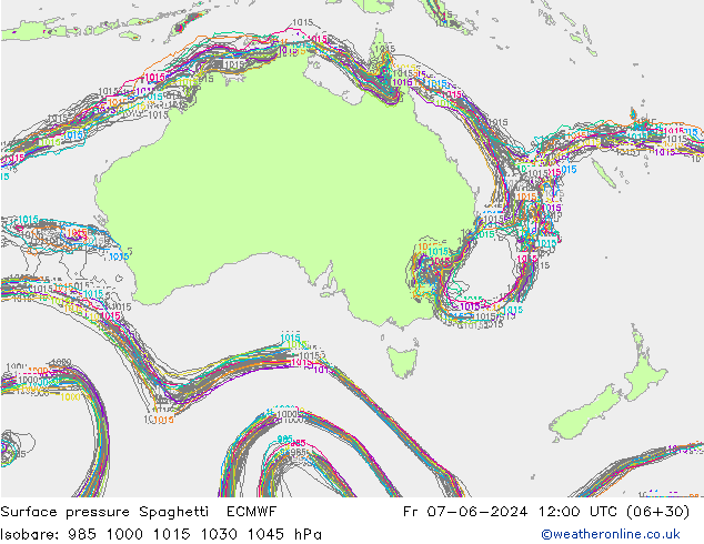 Atmosférický tlak Spaghetti ECMWF Pá 07.06.2024 12 UTC