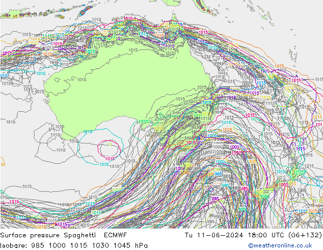 Bodendruck Spaghetti ECMWF Di 11.06.2024 18 UTC