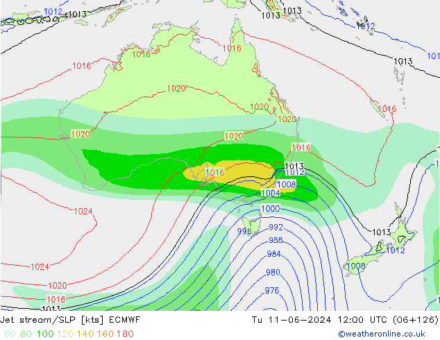 Straalstroom/SLP ECMWF di 11.06.2024 12 UTC