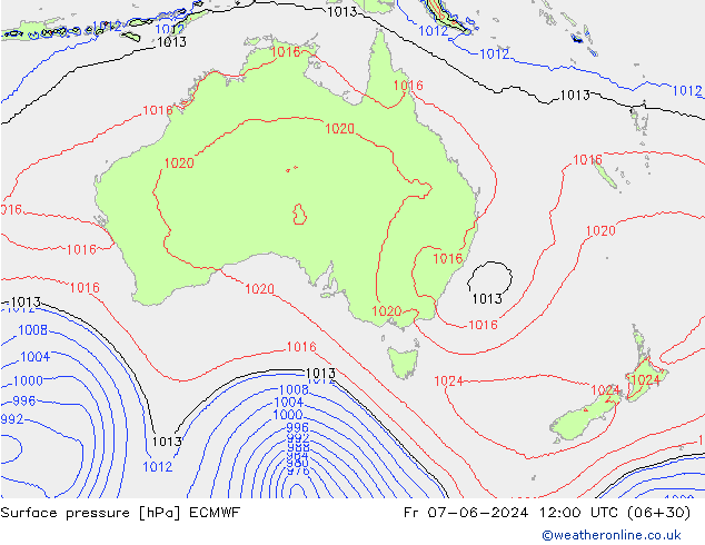 pressão do solo ECMWF Sex 07.06.2024 12 UTC