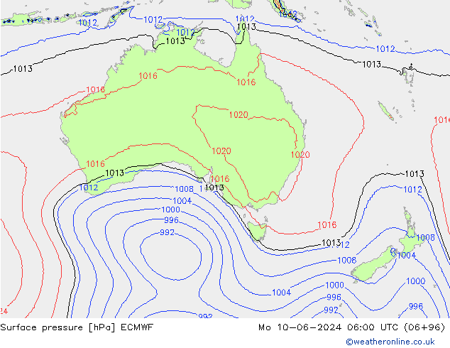 ciśnienie ECMWF pon. 10.06.2024 06 UTC