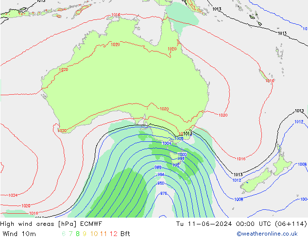 Izotacha ECMWF wto. 11.06.2024 00 UTC