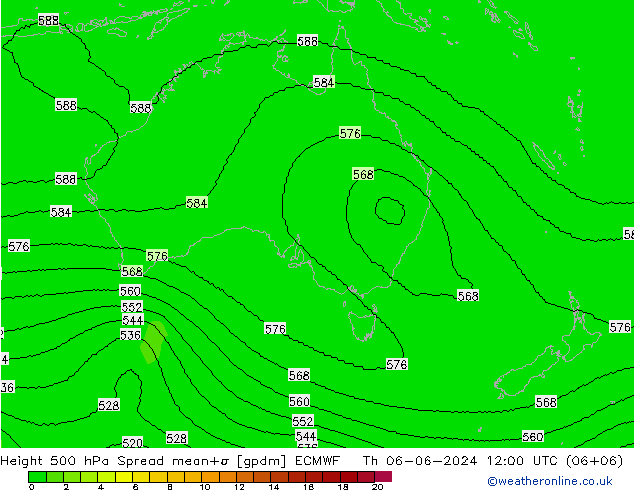 Hoogte 500 hPa Spread ECMWF do 06.06.2024 12 UTC