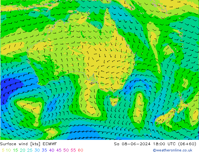 Surface wind ECMWF So 08.06.2024 18 UTC