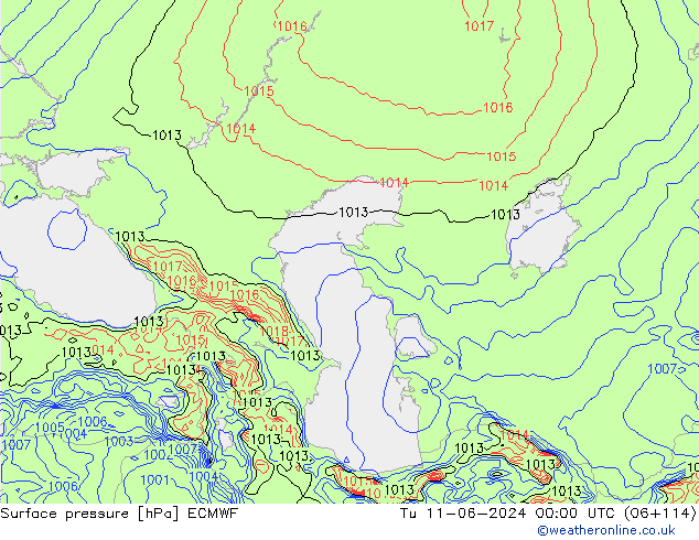 Luchtdruk (Grond) ECMWF di 11.06.2024 00 UTC
