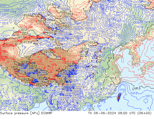 地面气压 ECMWF 星期四 06.06.2024 06 UTC