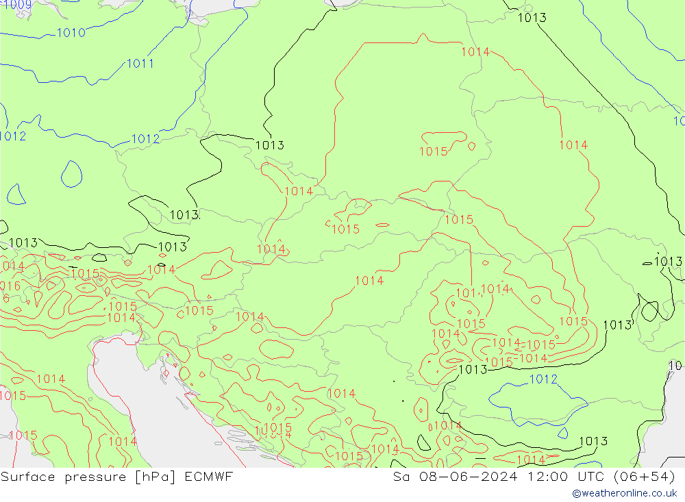 Atmosférický tlak ECMWF So 08.06.2024 12 UTC