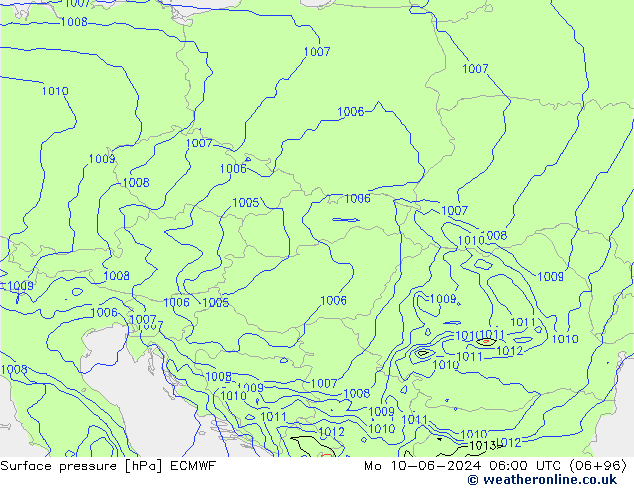 Yer basıncı ECMWF Pzt 10.06.2024 06 UTC