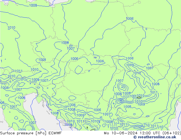 Bodendruck ECMWF Mo 10.06.2024 12 UTC