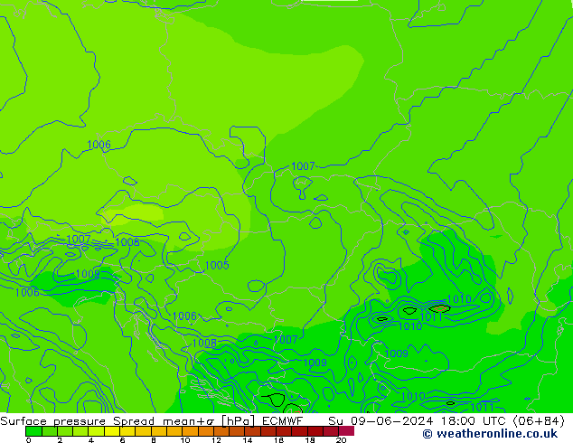 ciśnienie Spread ECMWF nie. 09.06.2024 18 UTC