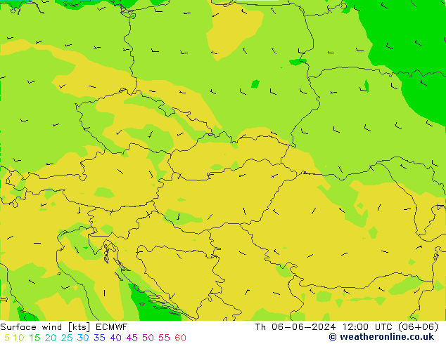 Surface wind ECMWF Th 06.06.2024 12 UTC