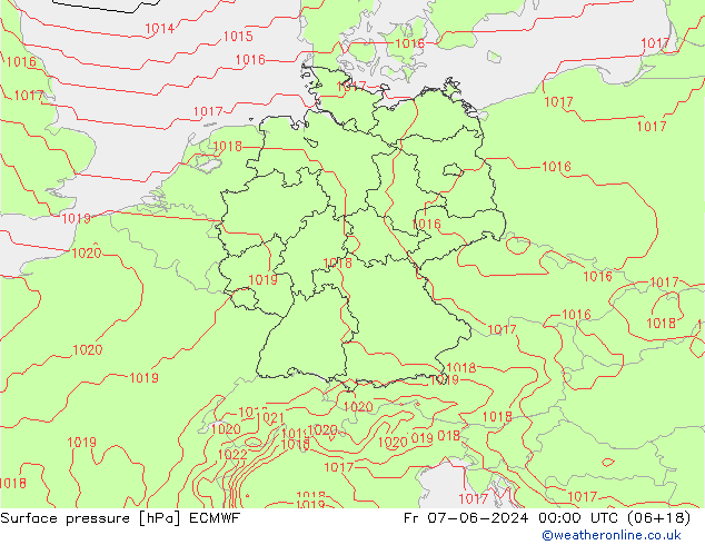 Surface pressure ECMWF Fr 07.06.2024 00 UTC