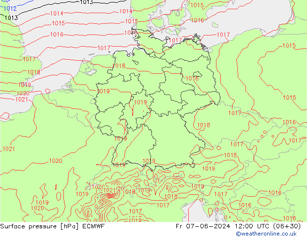 Surface pressure ECMWF Fr 07.06.2024 12 UTC