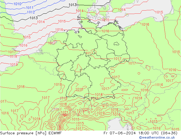 pressão do solo ECMWF Sex 07.06.2024 18 UTC