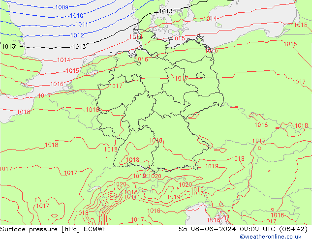 приземное давление ECMWF сб 08.06.2024 00 UTC